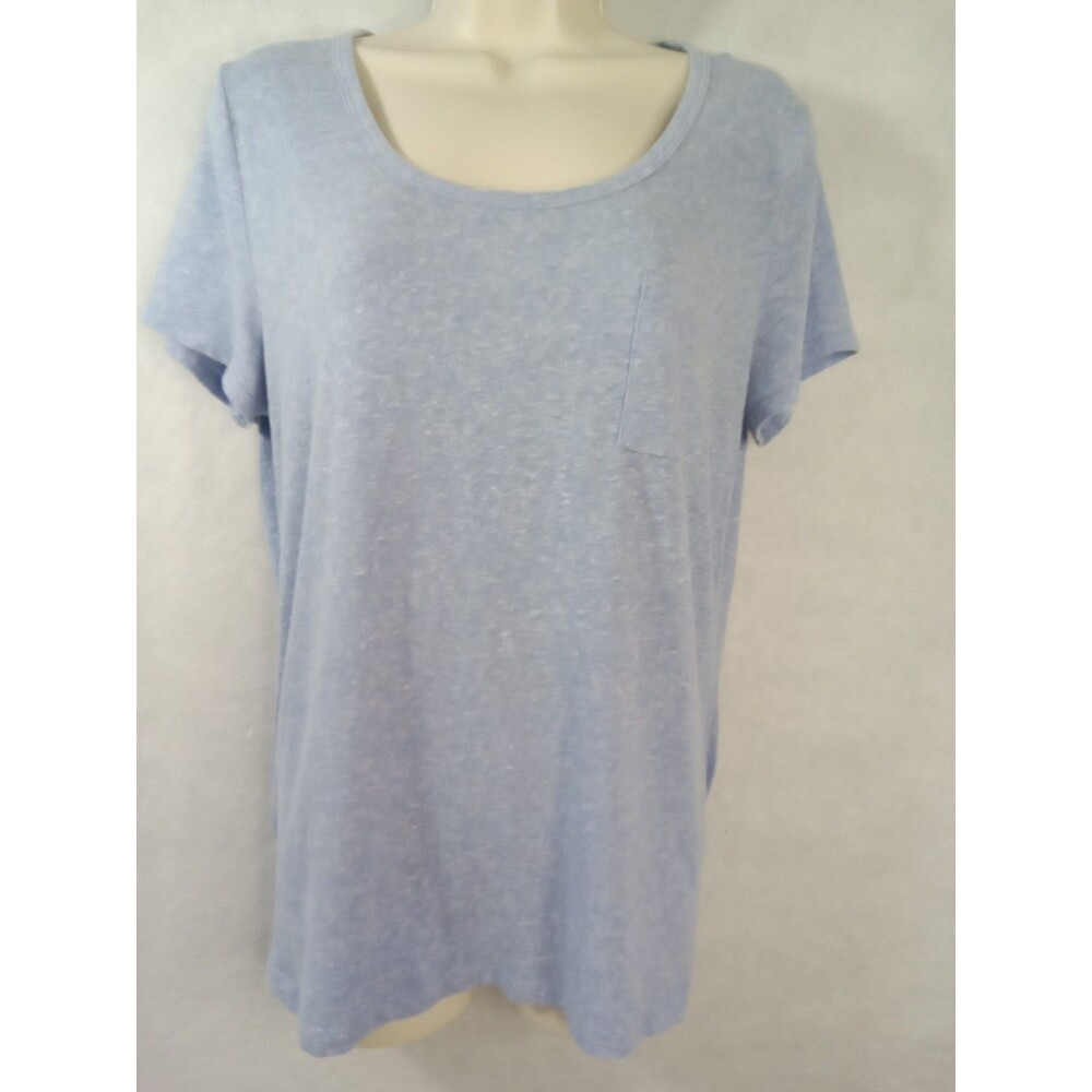 Sonoma Womens Large blue short sleeve tee shirt scoop‎ neck pocket lightweight